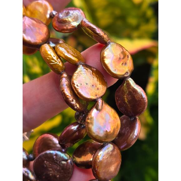 SILPADA 3 Strand Bronze Freshwater Pearl & Sterling Silver Necklace 16" Retired - Picture 3 of 10